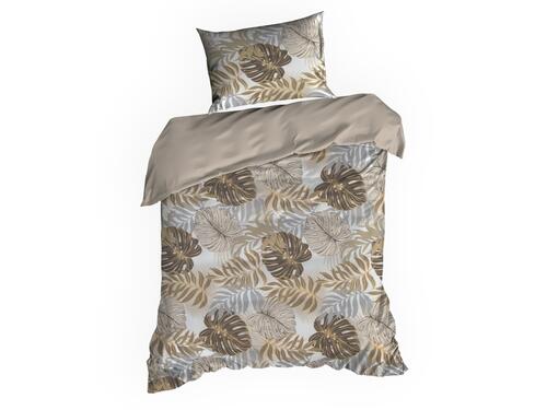 Obliečky na posteľ z mikrovlákna - Korfu ozdobené tlačou exotických listami, prikrývka 140 x 200 cm + 1x vankúš 70 x 80 cm
